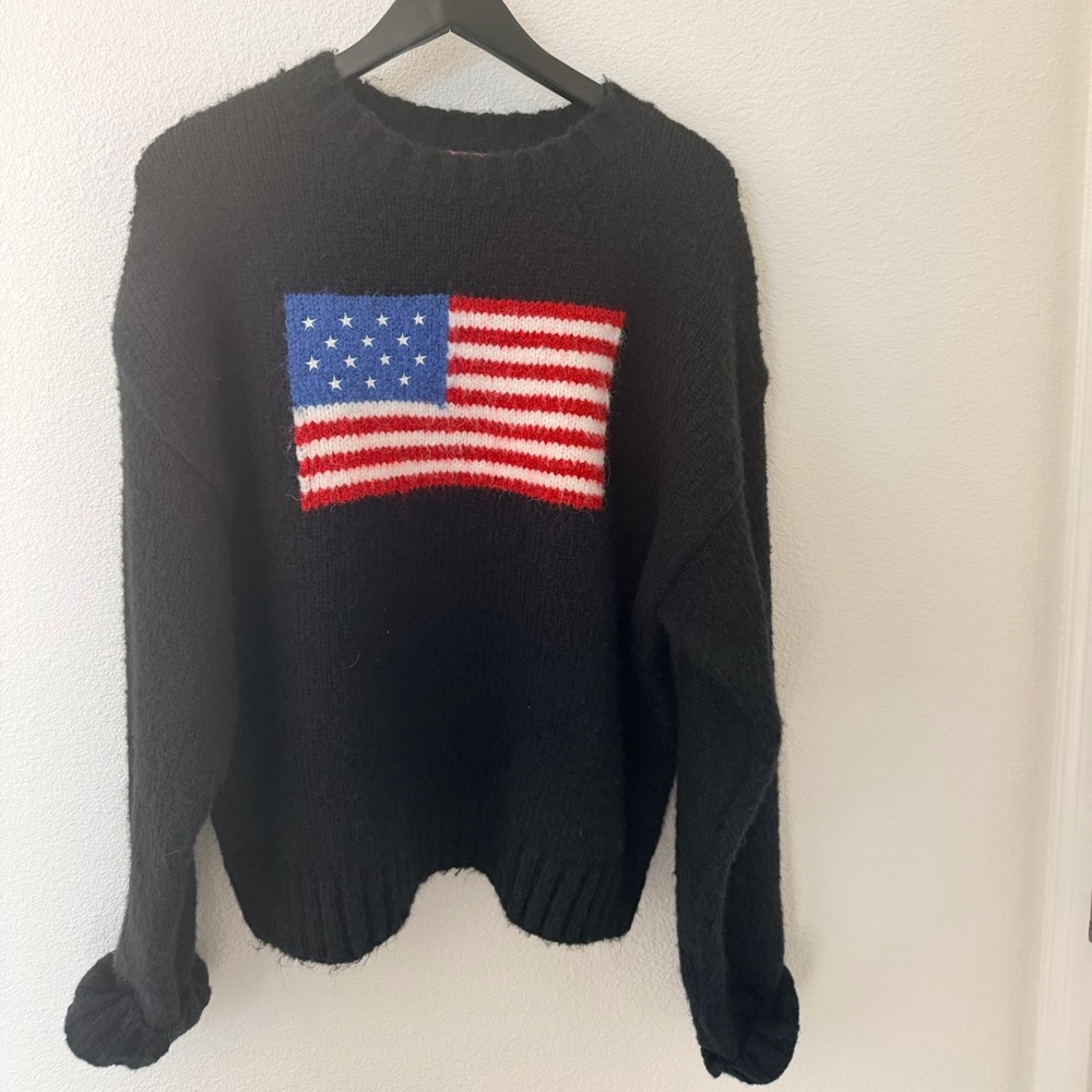 Black Sweater with American Flag Design